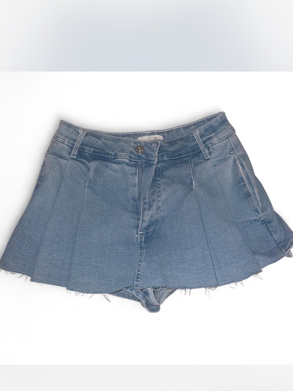 Denim Pleated Skirt-Skort